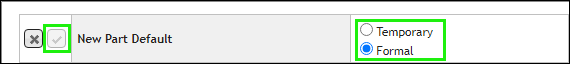 Configuring New Part Default