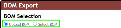 BOM Export - BOM Selection Options