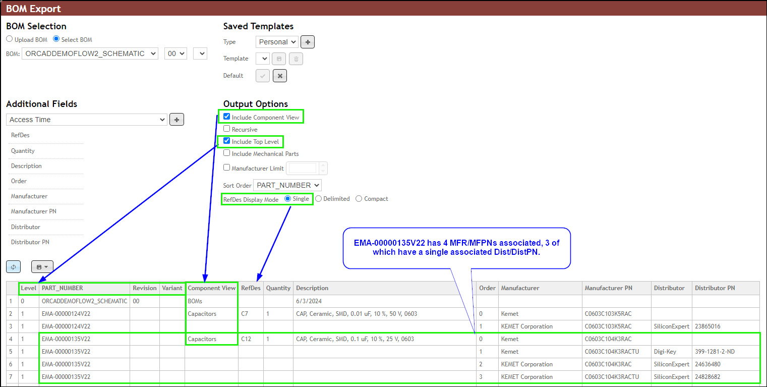 Configured Additional Fields and Output Options