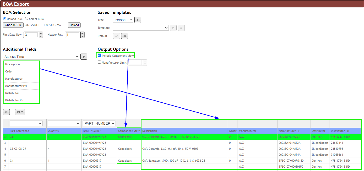 Configured Additional Fields and Output Options