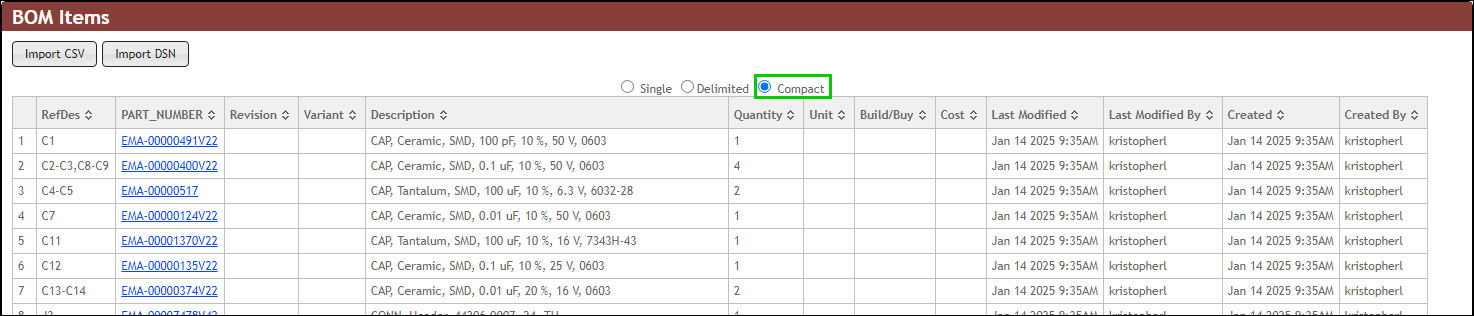 Single Variant - Compact Display Mode