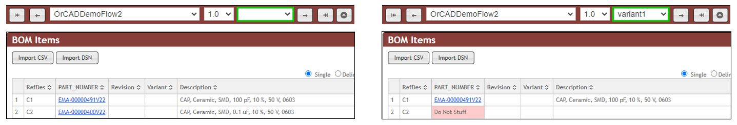 Core Design (Left) vs. variant1 (Right)