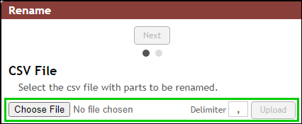 Choose File, Delimiter, and Upload