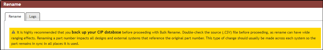 Bulk Rename Warning Message