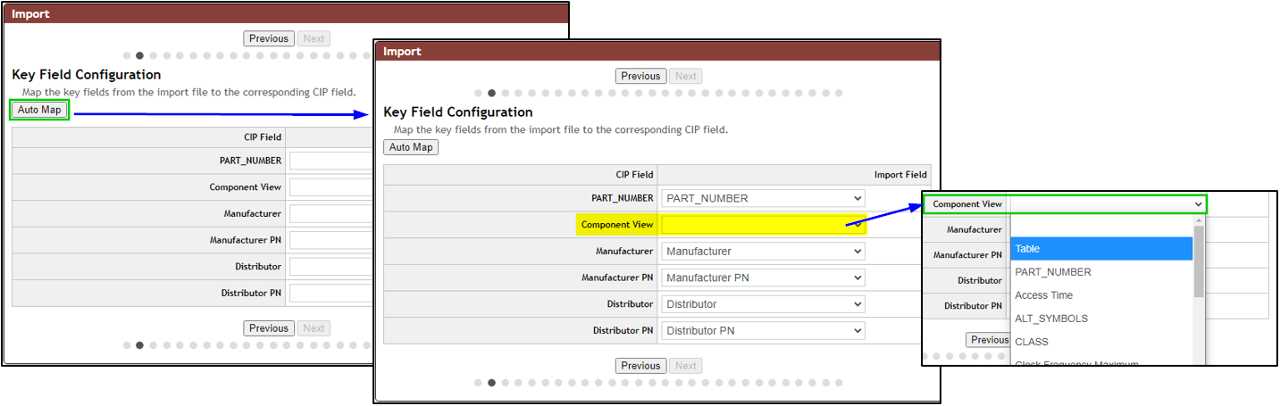 &nbsp; &nbsp; &nbsp; &nbsp; Sample Key Field Configuration Screen &nbsp;Click Auto Map, then manually map the Component View