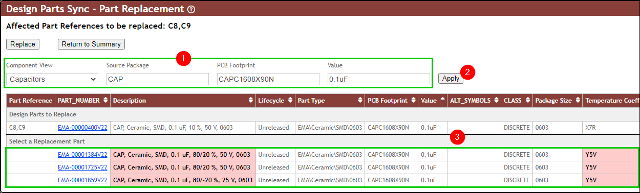Design Parts Sync - Part Replacement - Find a Replacement Part