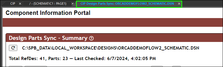 Design Parts Sync - Summary Information