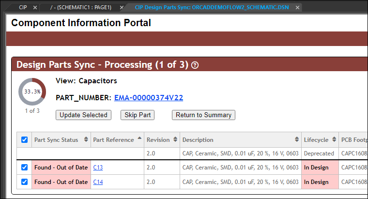 Design Parts Sync - Sync View