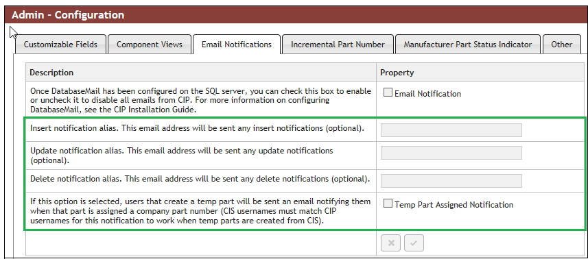 Email Notification Aliases Enabled