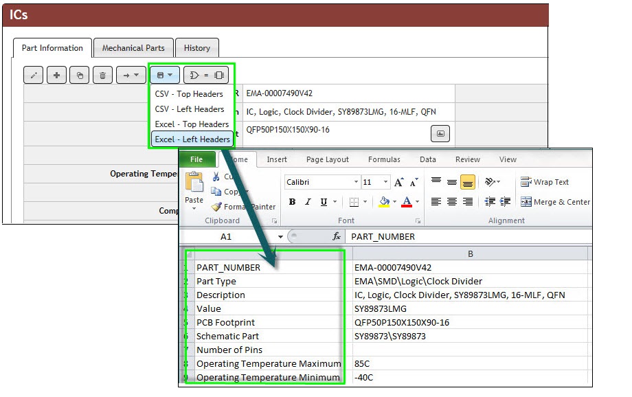 Export Part Data to Excel