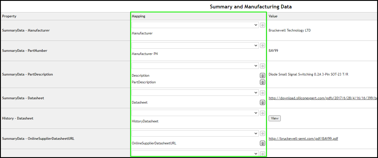 Mapping Column Becomes Visible After the Component View is Selected